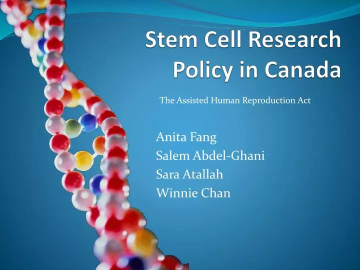 stem cell research policy in canada