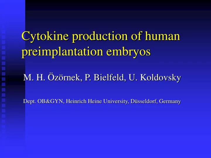 cytokine production of human preimplantation embryos