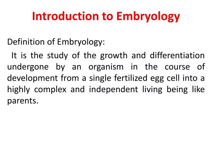 introduction to embryology