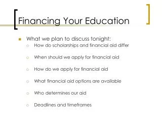 Financing Your Education