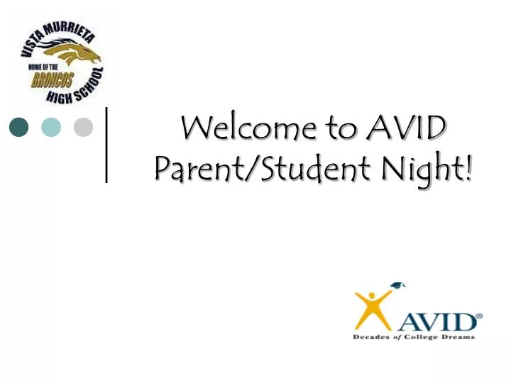 welcome to avid parent student night
