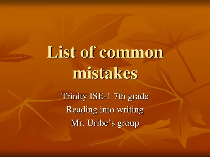 list of common mistakes