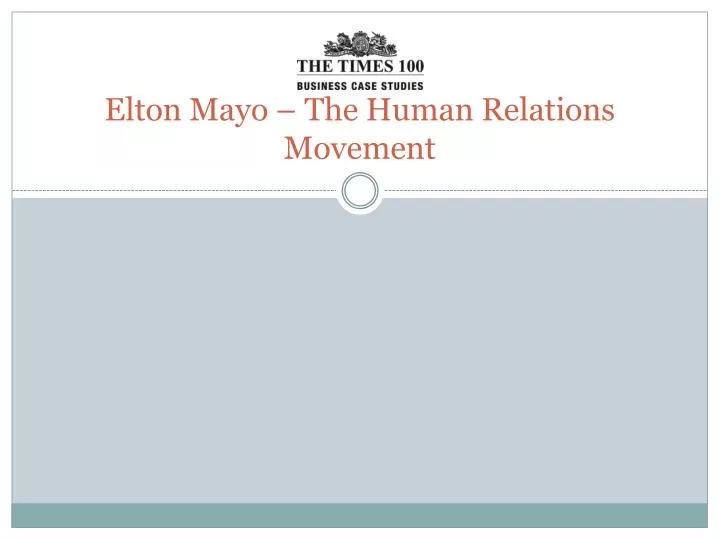 elton mayo the human relations movement