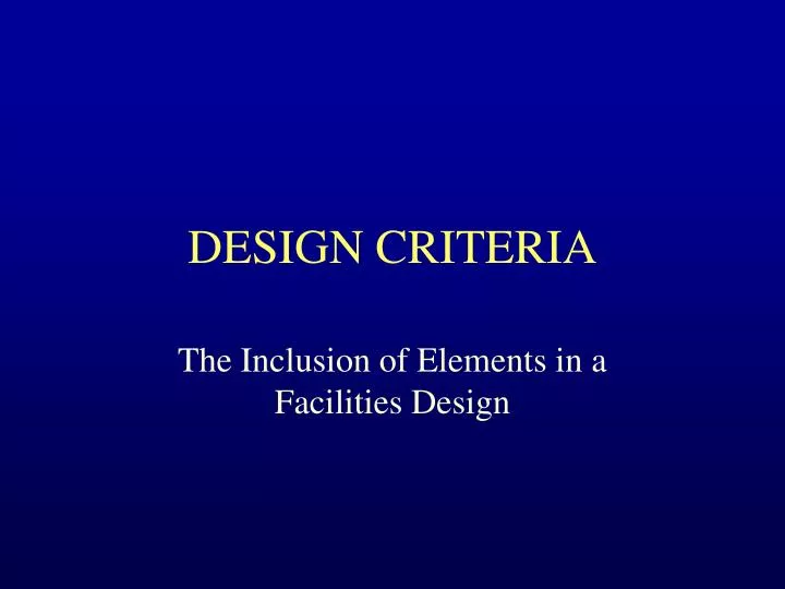 design criteria