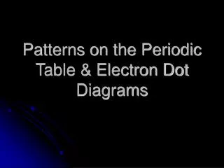 Patterns on the Periodic Table &amp; Electron Dot Diagrams