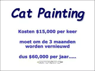 Cat Painting Kosten $15,000 per keer moet om de 3 maanden worden vernieuwd dus $60,000 per jaar…..