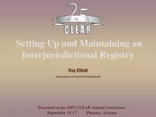 Setting Up and Maintaining an Interjurisdictional Registry