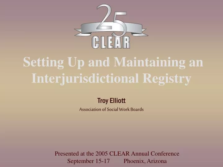 setting up and maintaining an interjurisdictional registry