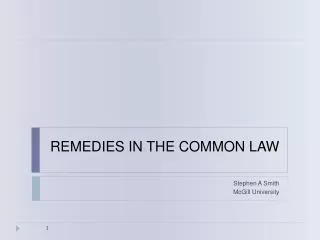 REMEDIES IN THE COMMON LAW