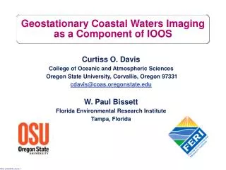 Geostationary Coastal Waters Imaging as a Component of IOOS