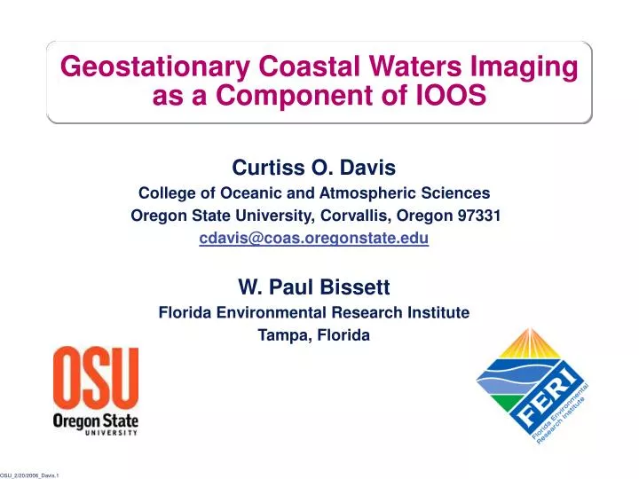 geostationary coastal waters imaging as a component of ioos
