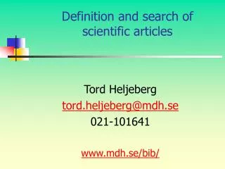 Definition and search of scientific articles