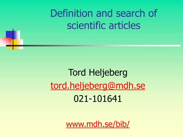 definition and search of scientific articles