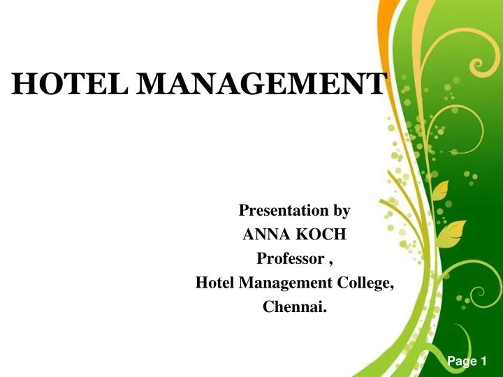 hotel management presentation topics