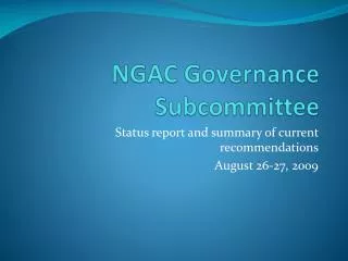 NGAC Governance Subcommittee
