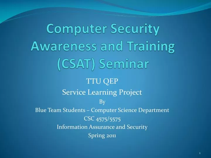 computer security awareness and training csat seminar