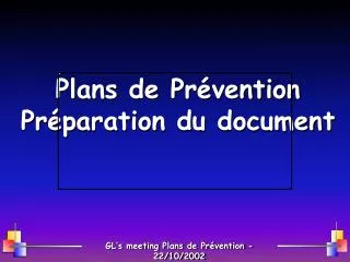 plans de pr vention pr paration du document