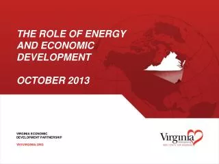 The Role of Energy and Economic development october 2013