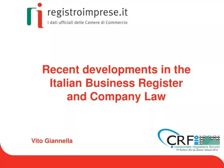 recent developments in the italian business register and company law