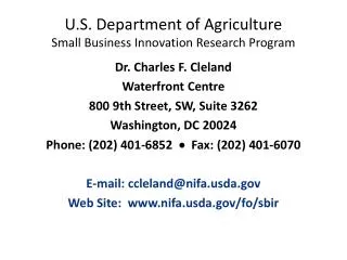 U.S. Department of Agriculture Small Business Innovation Research Program