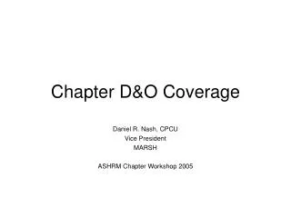Chapter D&amp;O Coverage