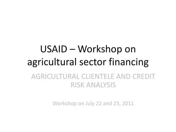 usaid workshop on agricultural sector financing