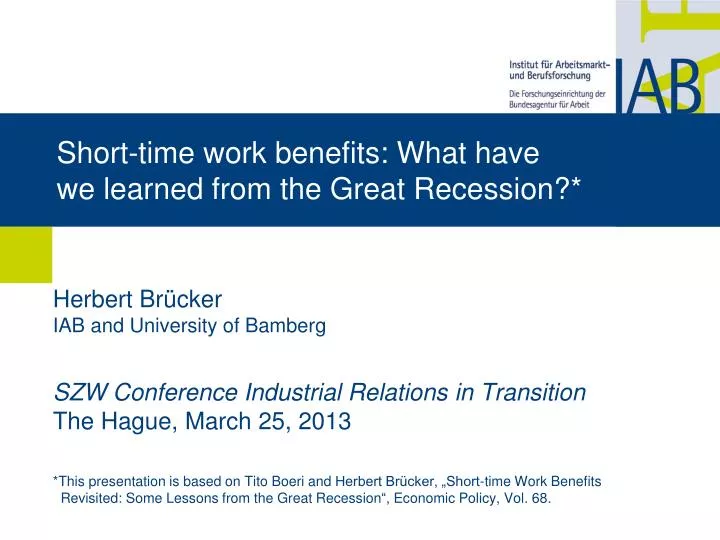 short time work benefits what have we learned from the great recession