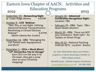 Eastern Iowa Chapter of AACN: Activities and Education Programs