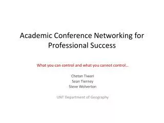 Academic Conference Networking for Professional Success