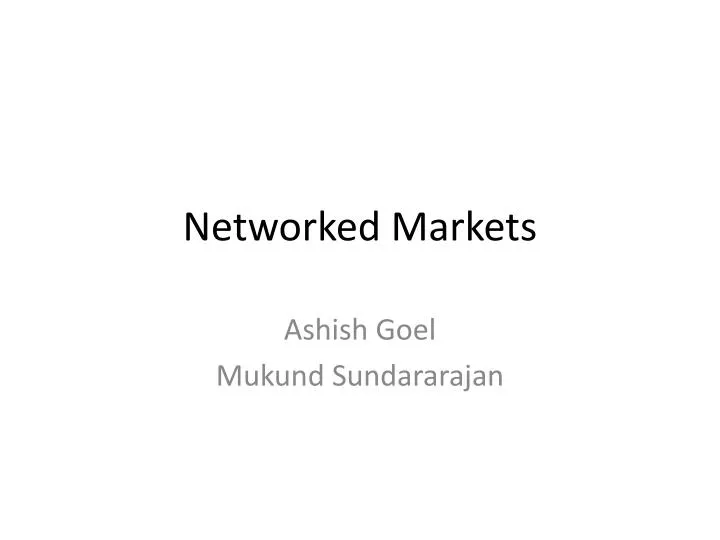 networked markets