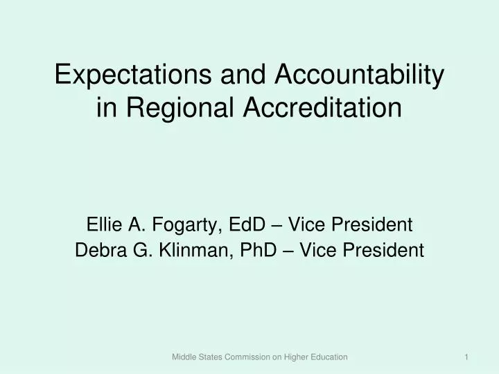 expectations and accountability in regional accreditation