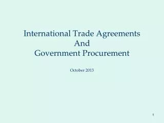 International Trade Agreements And Government Procurement