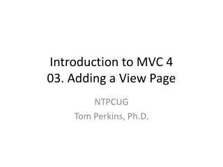 Introduction to MVC 4 03. Adding a View Page