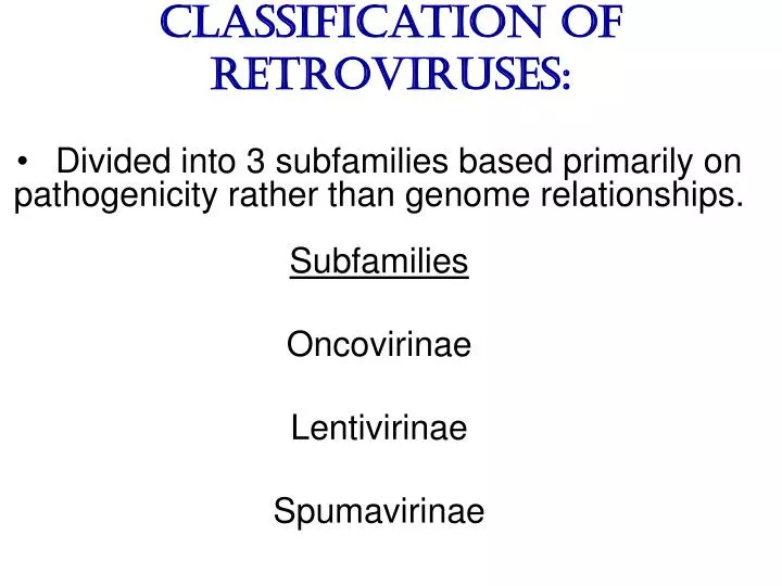 classification of retroviruses