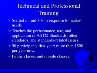 Technical and Professional Training