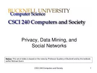Privacy, Data Mining, and Social Networks