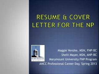 Resume &amp; Cover Letter for the NP