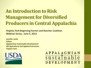 An Introduction to Risk Management for Diversified Producers in Central Appalachia