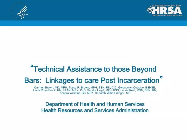 technical assistance to those beyond bars linkages to care post incarceration