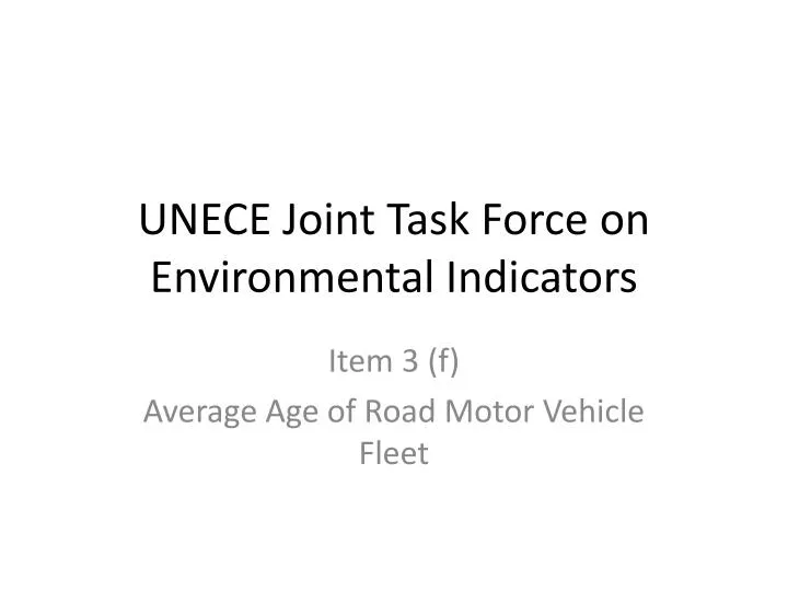 unece joint task force on environmental indicators
