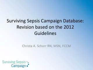 Surviving Sepsis Campaign Database: Revision based on the 2012 Guidelines