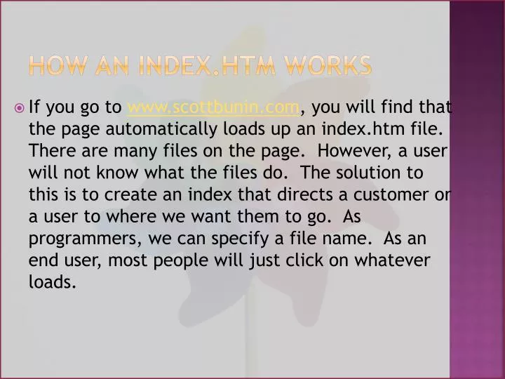 how an index htm works