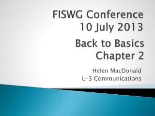 FISWG Conference 10 July 2013