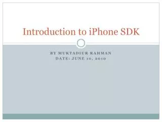 Introduction to iPhone SDK