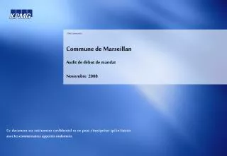 Commune de Marseillan Audit de début de mandat Novembre 2008