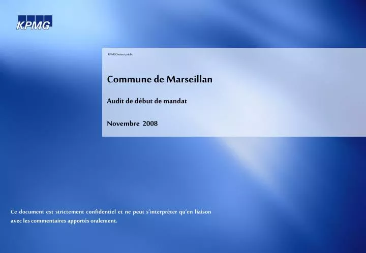 commune de marseillan audit de d but de mandat novembre 2008
