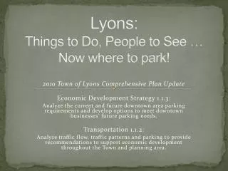 Lyons: Things to Do, People to See … Now where to park!