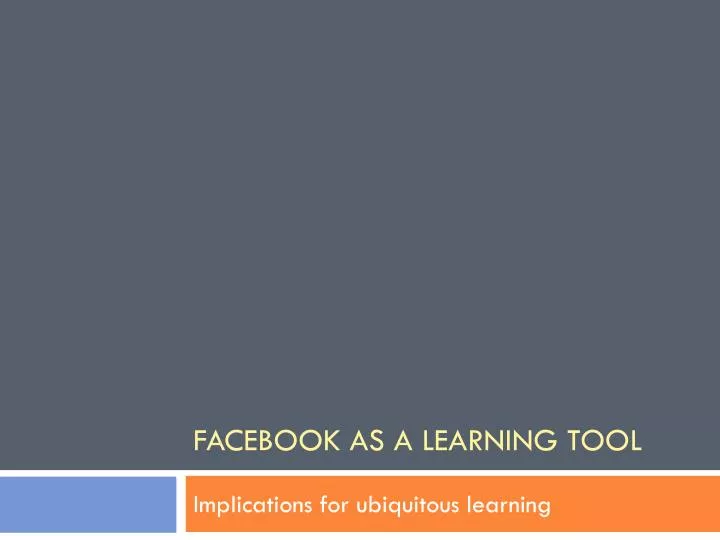 facebook as a learning tool