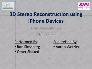 3D Stereo Reconstruction using iPhone Devices