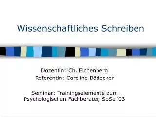 Wissenschaftliches Schreiben